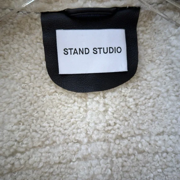 Stand Studio Women's Black & Off-white Kristy Faux-shearling Jacket size medium - Picture 9 of 9